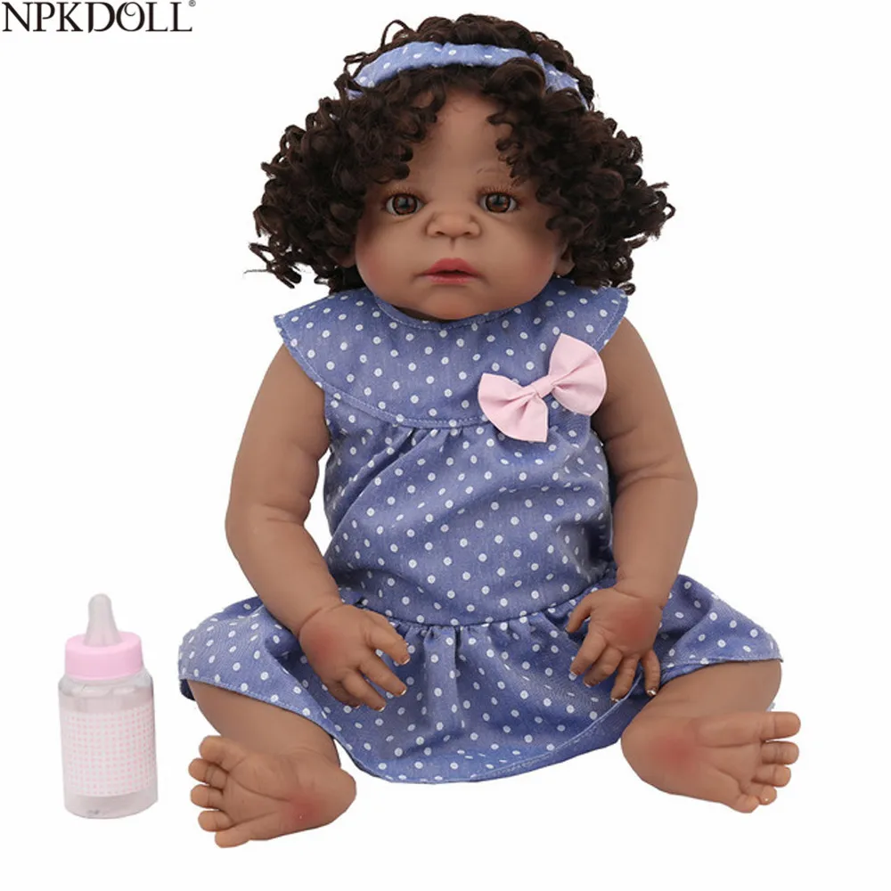 NPKDOLL 22 дюйма 55 см силиконовые куклы для новорожденных Реалистичная черная кожа
