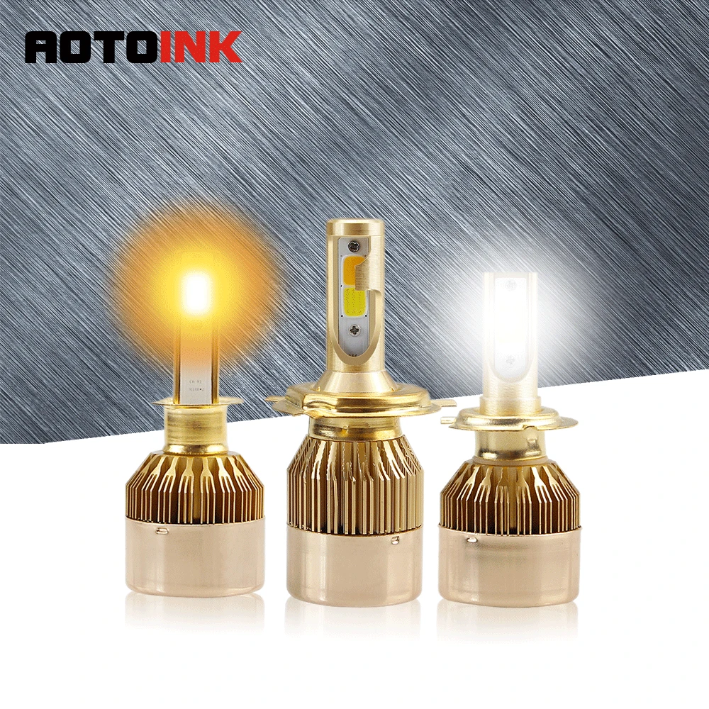 Faróis de carro aotoink, h1 h4 h7 led h11, cores duplas, 2300k 6500k