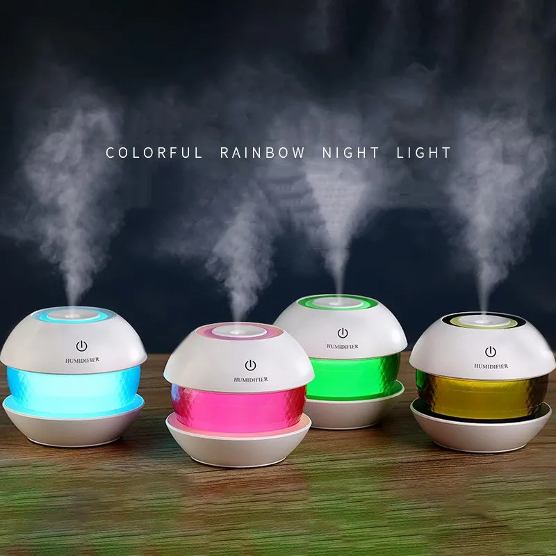 

USB Air Humidifier Ultrasonic Cool Mist Aromatherapy Mist Maker Mini Humidifiers With Rainbow Light For Home Office Baby Room