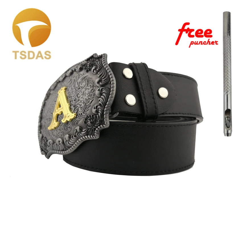 

Luxury Cowboy Belt Buckle with Initial Letter Retro Belt Buckle Head Suit for 3.8-4 cm Width Belt New Year Gifts