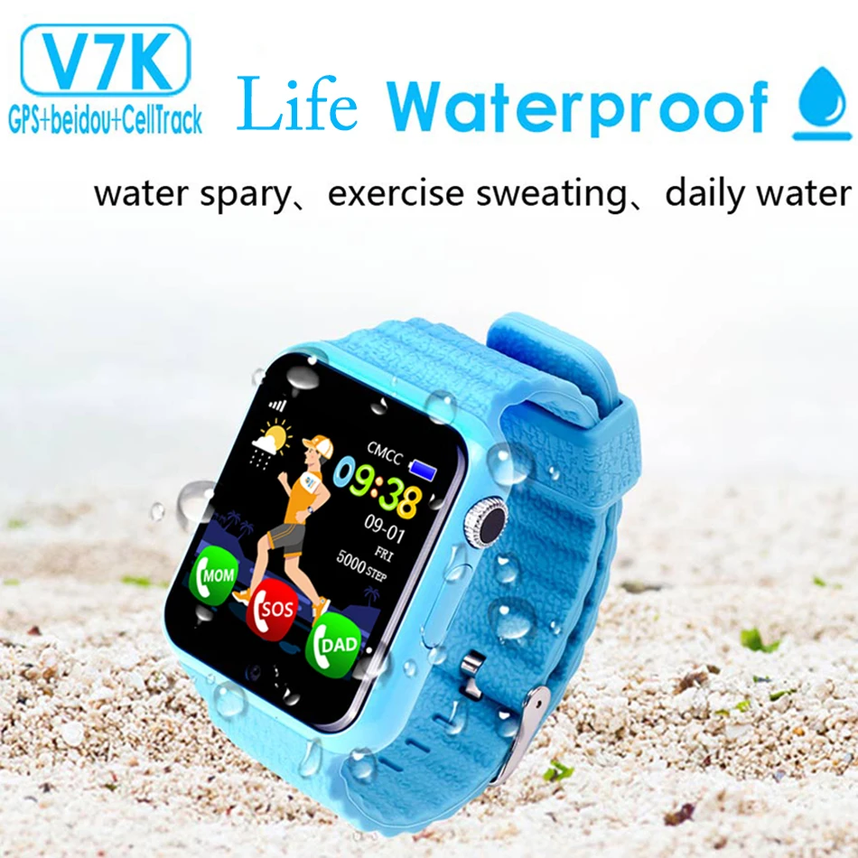  V7K Kids GPS Watch Tracker Children Kid Security Anti Lost Life Waterproof Smart Watch Camera SOS P - 32825962707