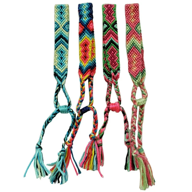 

Bohemian Thread Bracelet Retro Handmade Boho Multicolor String Cord Woven Braided Hippie Friendship Bracelets Women Men