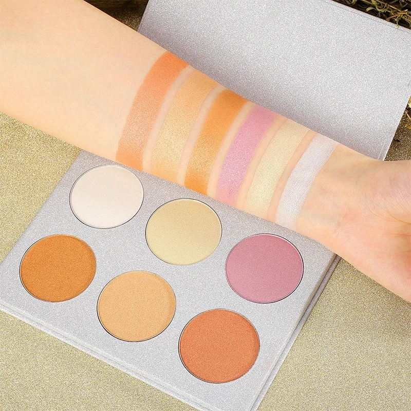

6 color makeup highlight powder your own brand Cosemtic Shimmer powder highlighter makeup No Logo Face Concealer contour palette