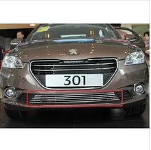 Car styling High quality stainless steel Front Grille Around Trim Racing Grills Trim For 2013-2014 Peugeot 301