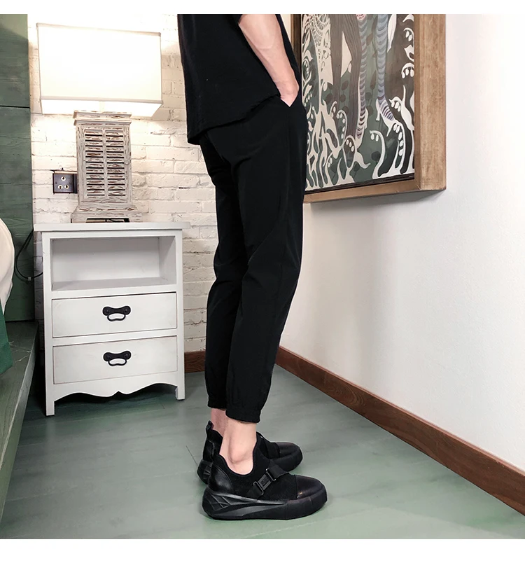 2018New модные Для мужчин s дизайнеры Прямые хлопковые джинсы стретч Для мужчин 9 Штаны черные повседневные штаны