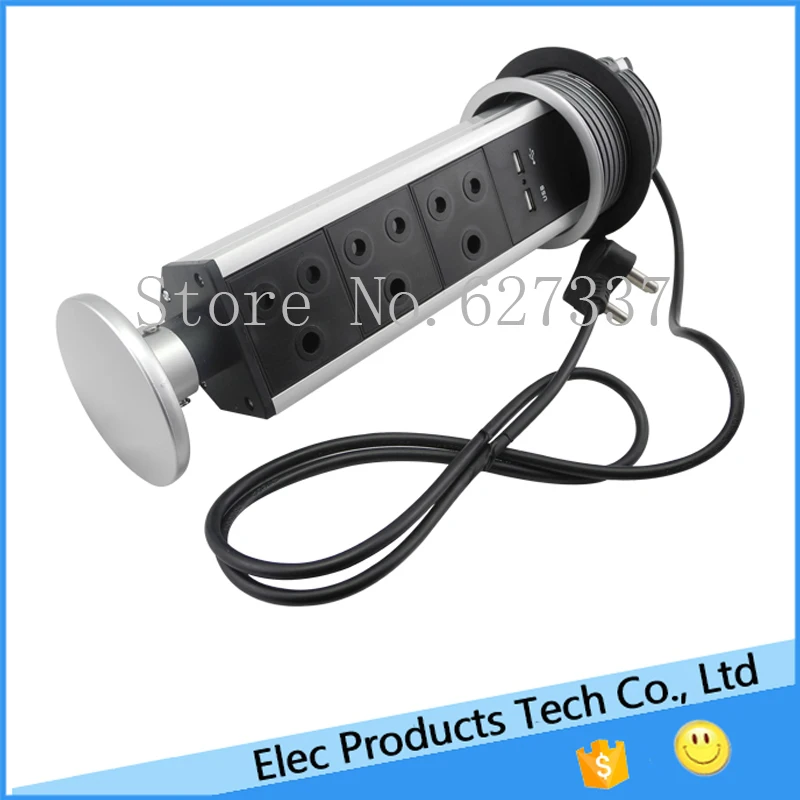South Africa power plug and USB charger pop up desk socket