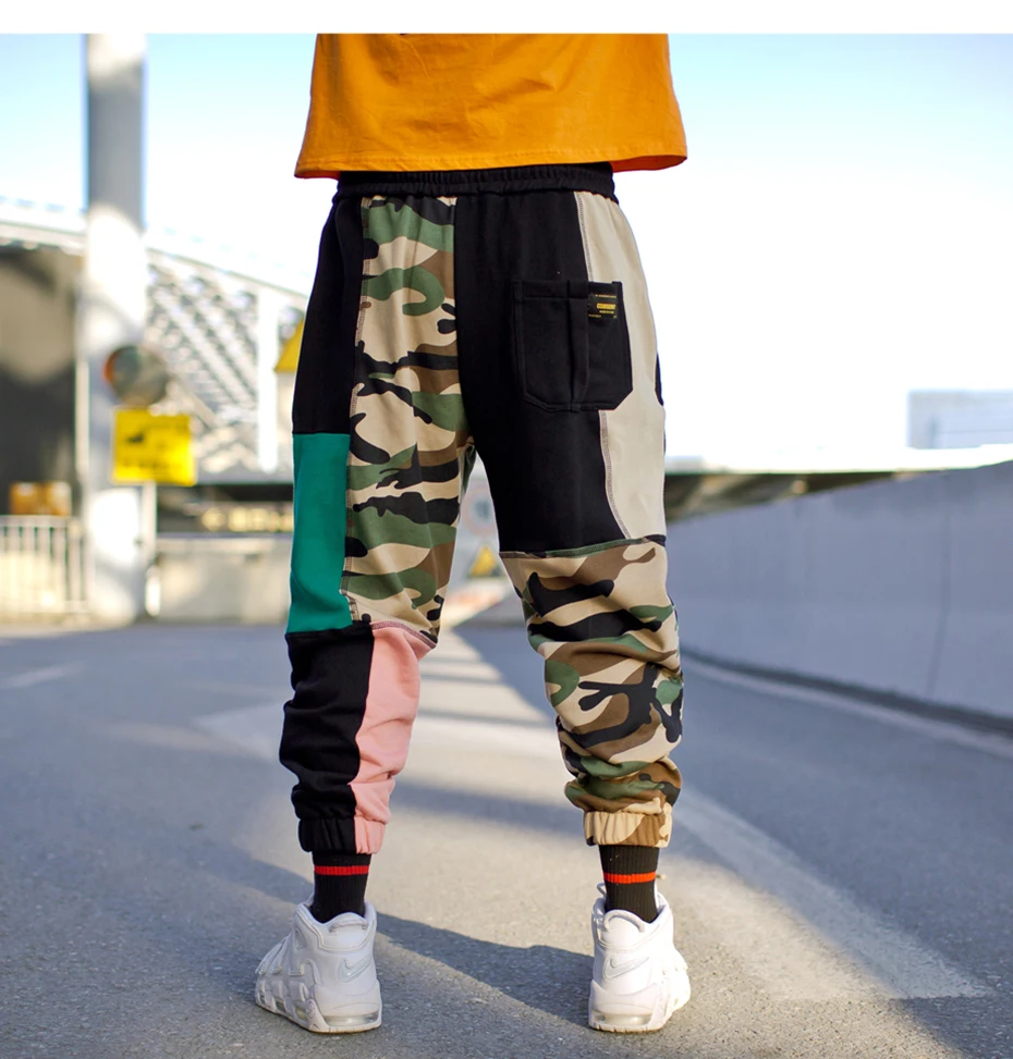 Aelfric Eden Винтаж Цвет блок мужские тренировочные брюки Лоскутная Camo Joggers 2018 хип-хоп скейтборд Active уличная спортивная одежда UR02