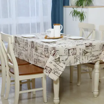 

Europe Linen Cotton Table Cloth Letter Printed Tower Map Tablecloth Lace Edge Rectangular Christmas manteles para mesa