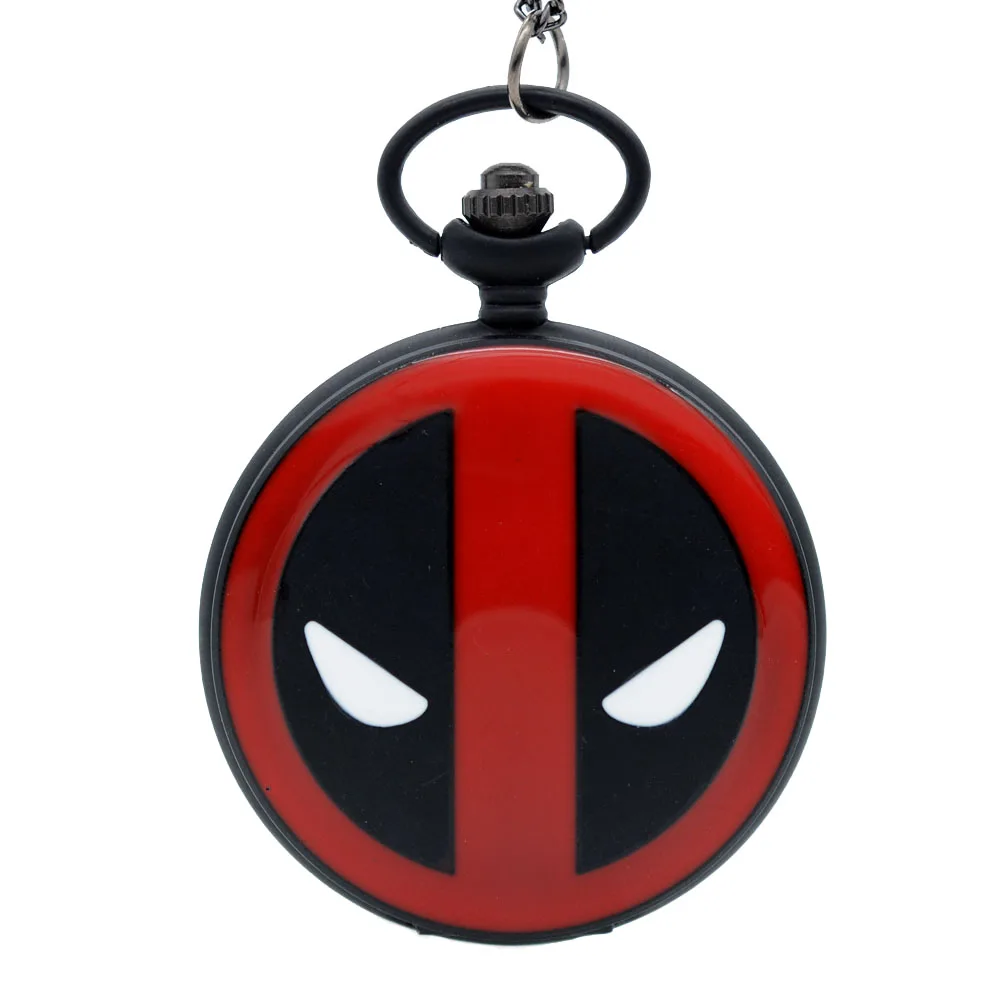 

Vintage Black&Red DEADPOOL marvel Animation Anime Bullet Quartz Pocket Watch Bronze Necklace Chain Pendant Mens Womens P193