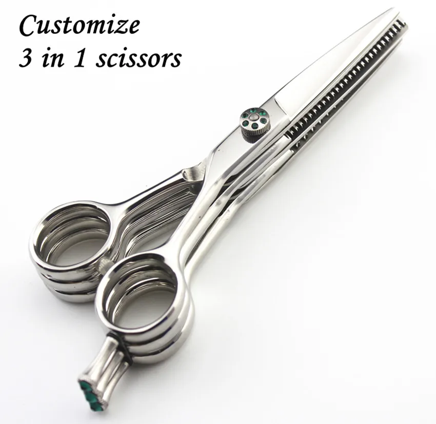 Customize professional 440c 5.5 inch 3in1 hair scissors cutting + thinning barber makas shears hairdressing | Красота и здоровье