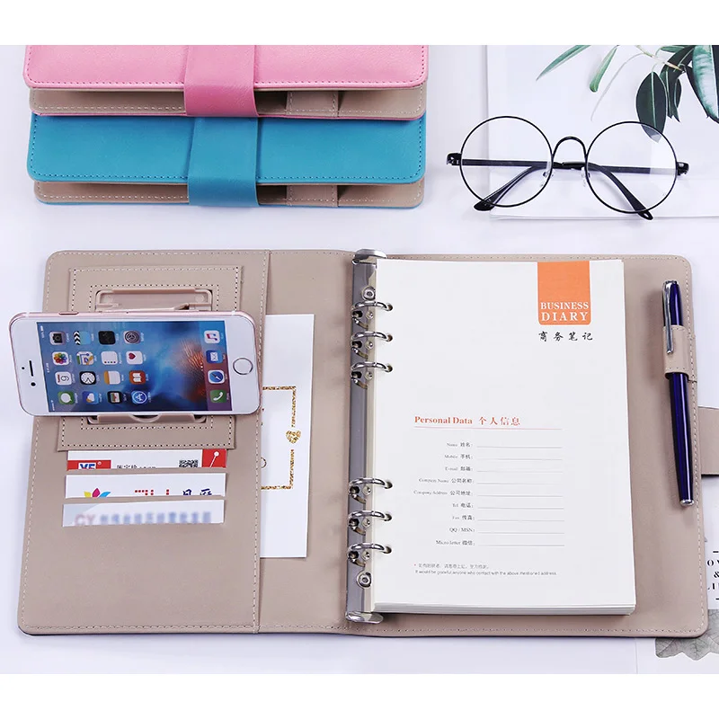 

A5 B5 business handmade PU leather notebook lined spiral paper hardcover diary journal week planner agenda organizer binder