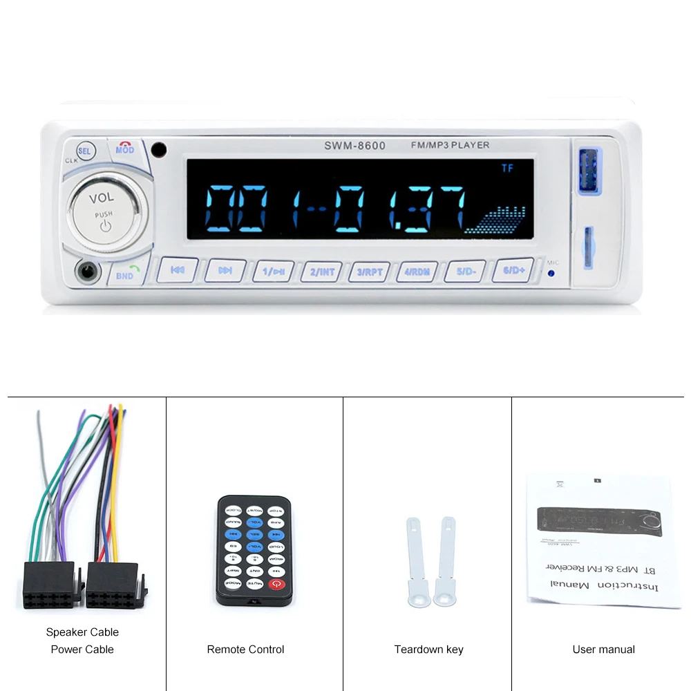 Podofo Car Radio 1 din In-dash Autoradio FMBluetoothSDUSBMP3 Multimedia Player Remote Control 12V 4-channel output Autoradio (4)