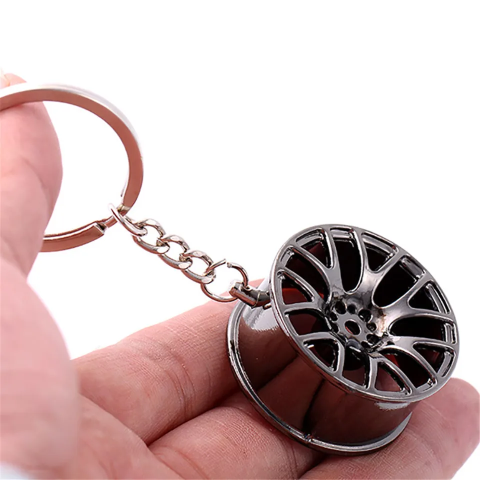 Cool Luxury Metal Creative Keychain Wheel Rim Model Key Chain Car Personality Keyring Wheel Hub Key Chains Key Rings (5)