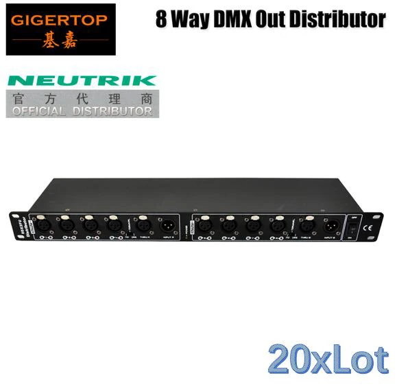20 Gigertop TP-D1356 8 способ DMX512 распределитель сигналов коробка neutrick 3-конт. XLR разъем питания в гнездо 2 DMX Вход - Цвет: 20