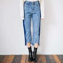 Джинсы трусики женщины Весна-осень Стиль Осень feminina Тонкий прямые свободные джинсы женские брюки Y1519