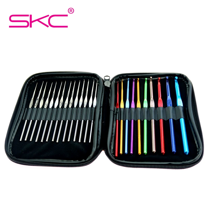 

SKC High Quality Crochet Hook Set Colorful Aluminum Crochet Hook Needles for DIY knitting Yarn Kit tools with PU Leather Bag