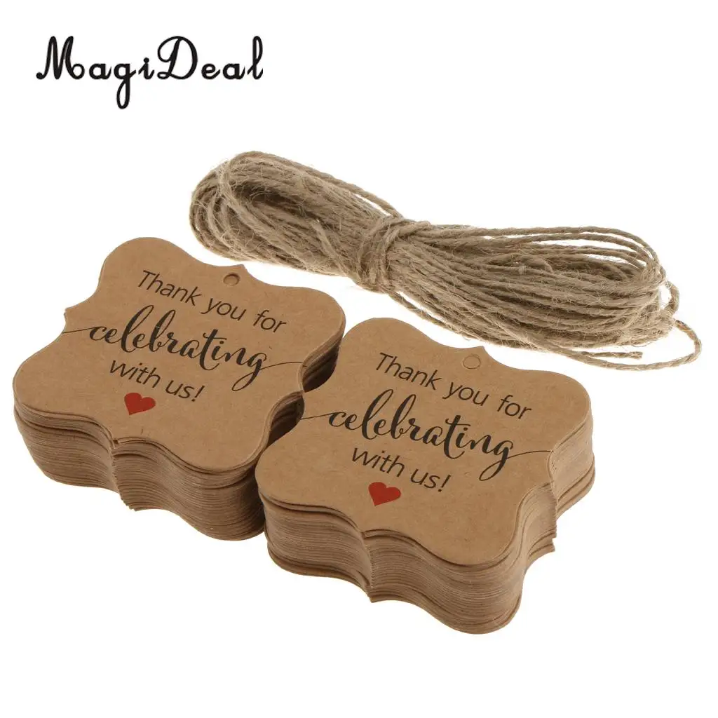 200 Pieces Rustic Kraft Paper Thank you for Celebrating with us Gift Tags Baby Shower Wedding Birthday Party Favor Labels