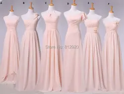Платье De Festa De Casamento Розовый Шифон Платья для Подружек Невесты Maid Of Honor Платья Для Свадеб