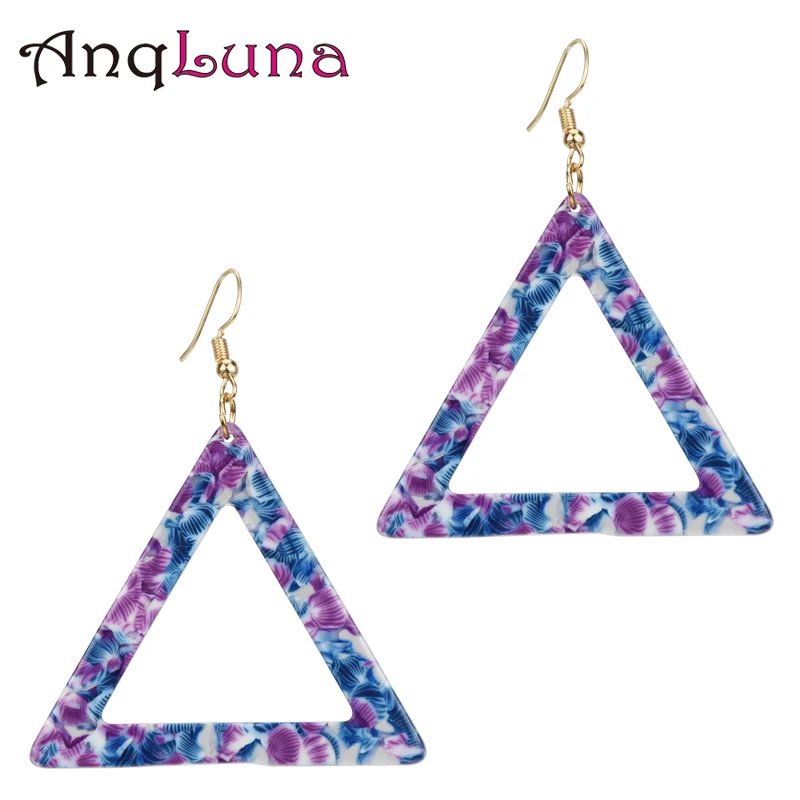 

50 Pair Wholesale 2018 New Trendy Fashion Jewelry Temperament Triangle Large Geometric Earrings Acetate Board Wild Earrings