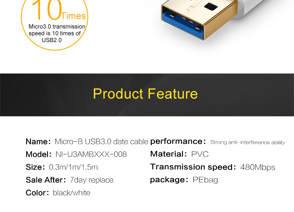 QGEEM Micro USB 3,0 кабель типа А к Micro B кабель для внешнего жесткого диска HDD samsung S5 Note3 USB HDD кабель для передачи данных