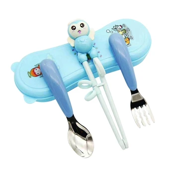 

3Pcs Portable Eco-Friendly Stainless Steel Cutlery Set Training Chopstick Spoon Fork Sets LT