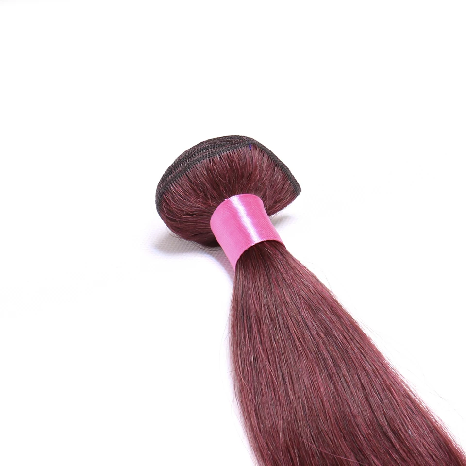 Chloe Pre-Colored Brazilian Straight Hair 99J Burgundy 3 Pcs/lot Colored Hair Bundles Non-Remy 10-26 Inches