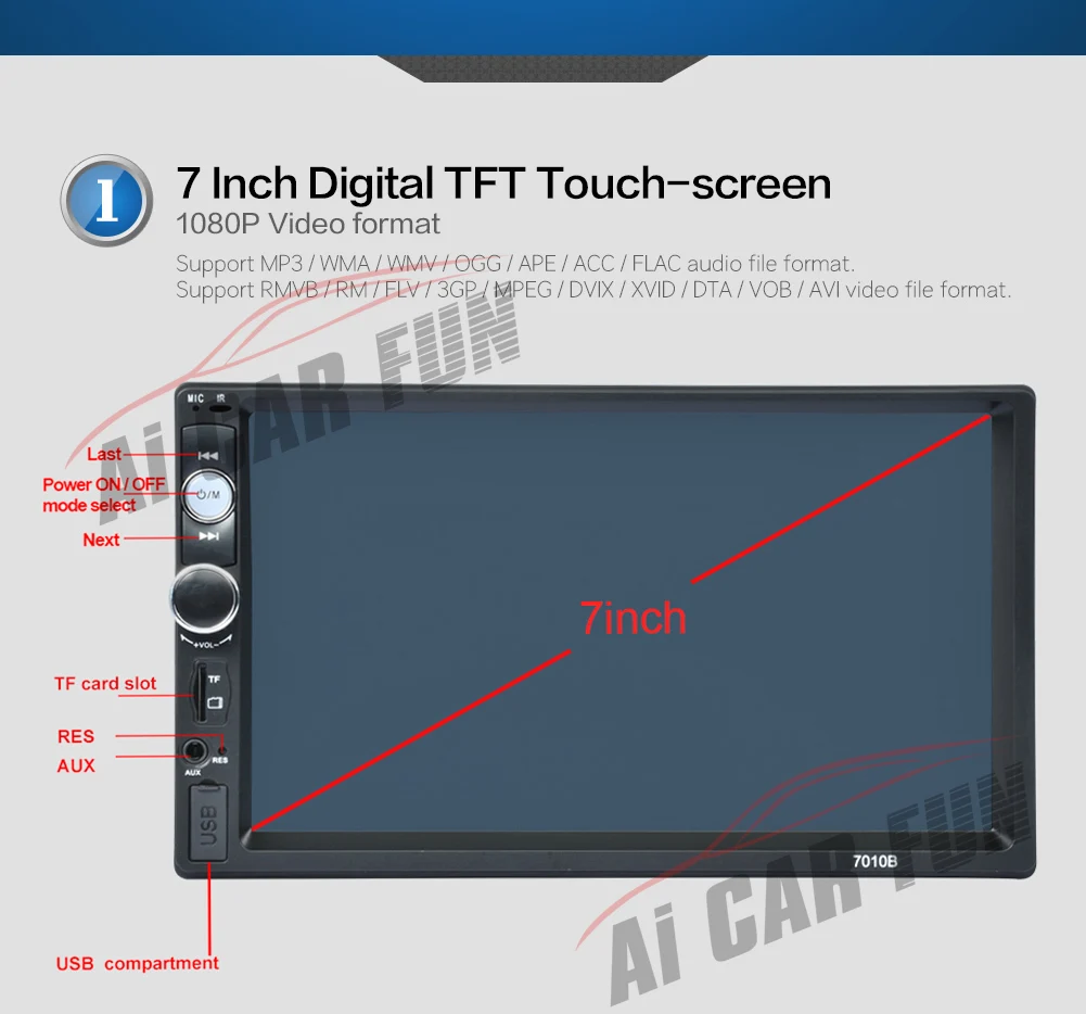 /Bluetooth CAR 7010B なしリアビューカメラ FM/MP5/USB/AUX MP5 FUN 倉庫を洗う プレーヤータッチスクリーンの自動オーディオステレオマルチメディア Ai 2Din 車ラジオ車 4 /Bluetooth CAR 7010B なしリアビューカメラ 4