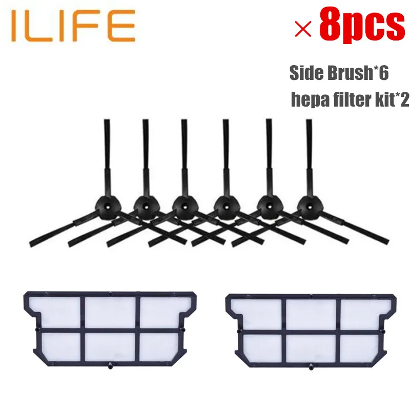 

8pcs/set ilife v7 robot Vacuum Cleaner Parts kit (hepa filter kit*2+Side Brush*6) Chuwi ILIFE v7