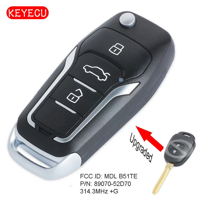 Обновленный дистанционный ключ Keyecu с чипом G 314 МГц для Autralian Toyota Yaris 2012-2014 FCC ID: B51TE |