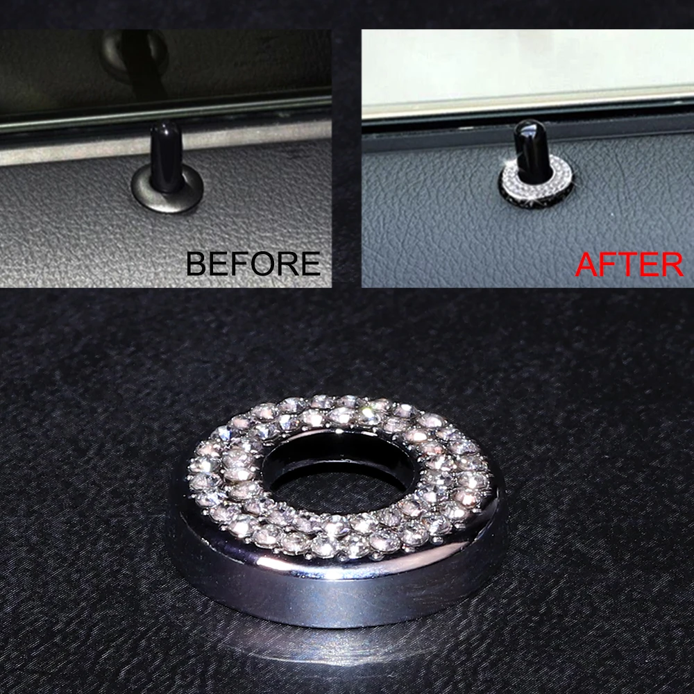 4pcs Diamond Car Door Lock Pin Button Knob Cover Trim Decoration