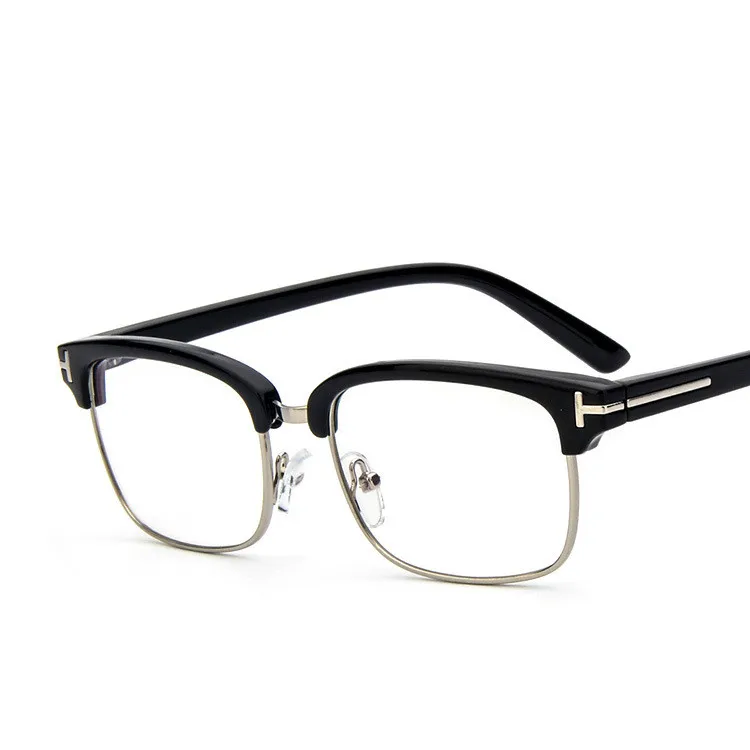 Square glasses frames men's and women's myopia blue coated computer nerd prescription radiation protection - Цвет оправы: Black silver