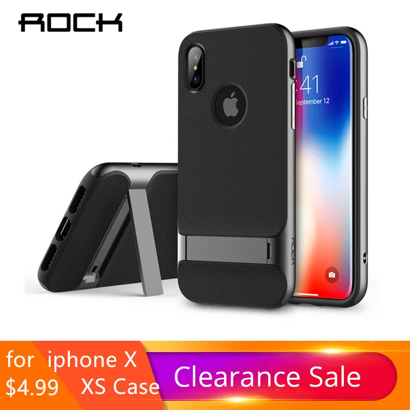 

ROCK 3D Case for iphone X XS Capa Kickstand Capinhas TPU+PC Holder Stand Back Cover for iPhoneX 10 Shell