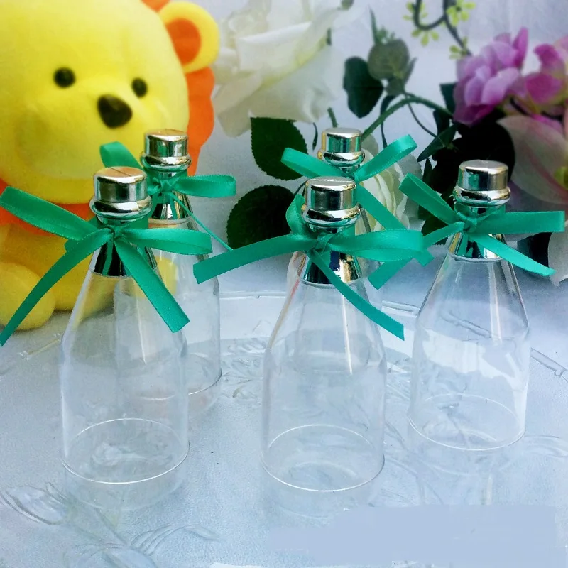 100pcs Champagne Bottle plastic clear color transparent Wedding baby