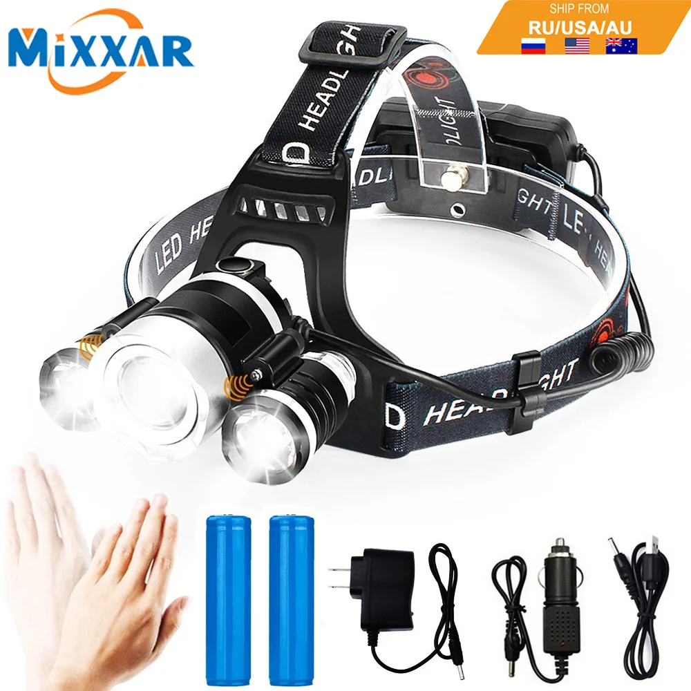 

E 4 Modes Motion Sensor Switch Rotatable 18650 Rechargeable Battery LED Headlamp Flashlight Waterproof Hardhat Light