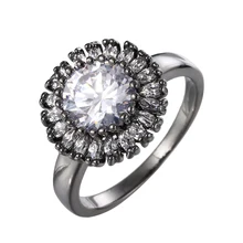 Beauty Newest Sparkling Luxury Flower Ring CZ Zircon Jewelry Engagement Wedding Band Rings For Women