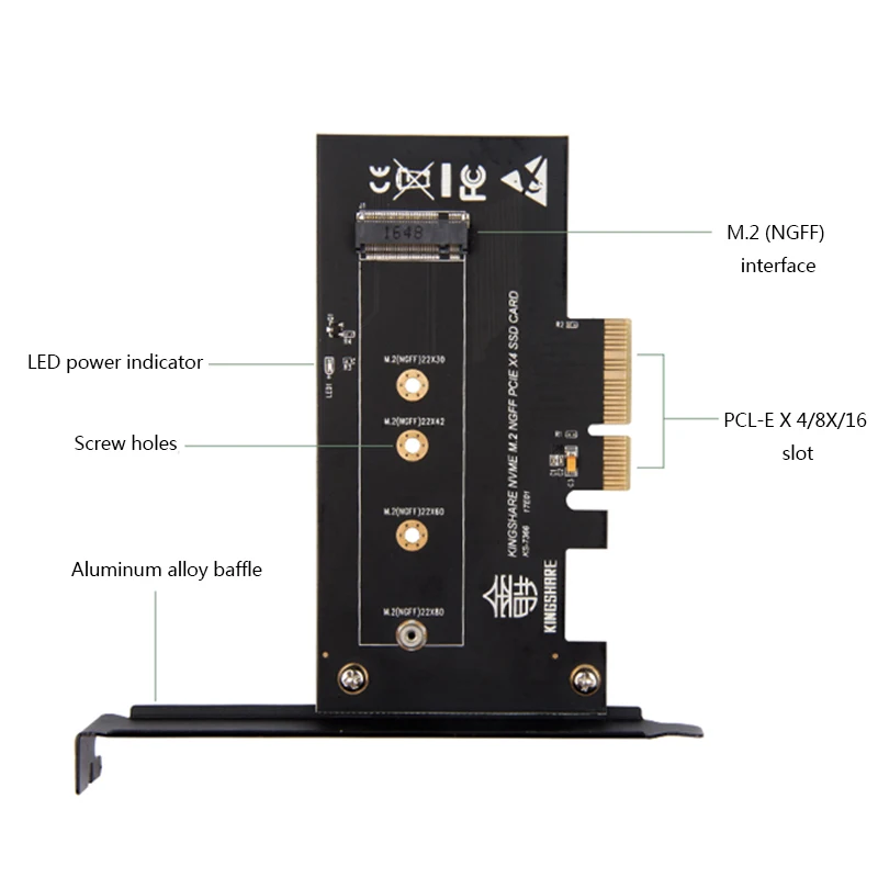 Горячая-PCI-Express PCI-E 3,0X4 к M.2 NGFF M ключ слот конвертер адаптер карта M2 Nvme PCIE SSD Riser Card для настольного компьютера Поддержка 223