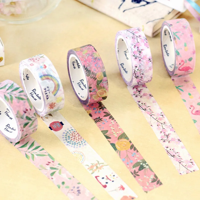 MONETAI Creative Watercolor Decorative Washi Tape DIY Scrapbooking Cherry food Flamingo Masking Tape School Office Supply