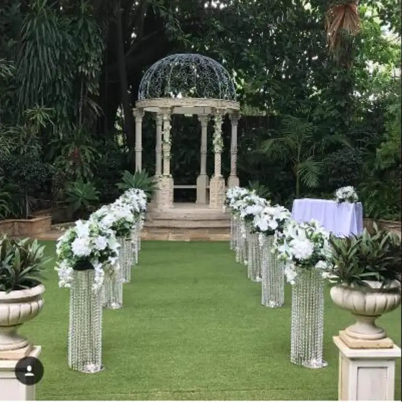 PEANDIM 10pcs 120cm Tall Acrylic Crystal Wedding Table Centerpieces Events Road Lead Flower Holder Engagement Party Decorations
