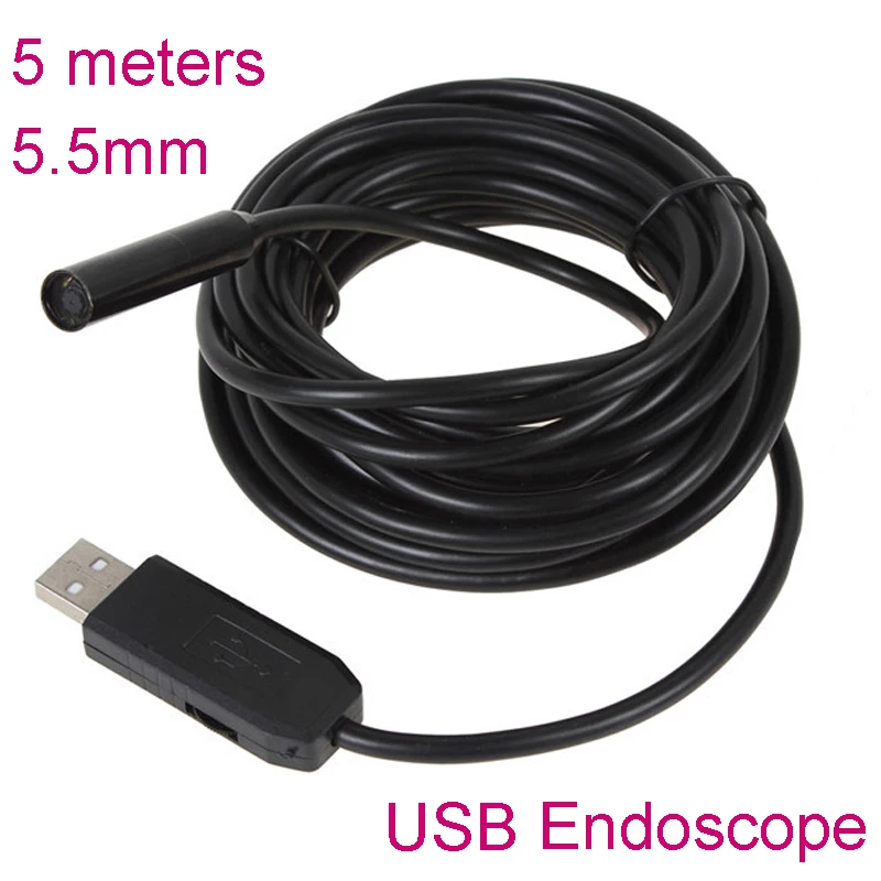 

Gakaki 5.5mm USB Industry Endoscope 720P Underwater Tube Snake Usb Borescope Endoscopio USB Camera 5meters Length For Windows Pc