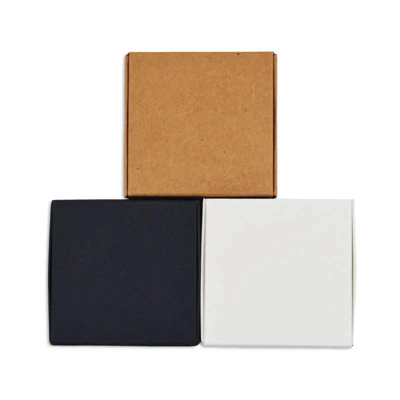 

500pcs/lot Brown/Black Cardboard gift box,White paper carton box Kraft paper handmade soap packaging craft box folding Customize