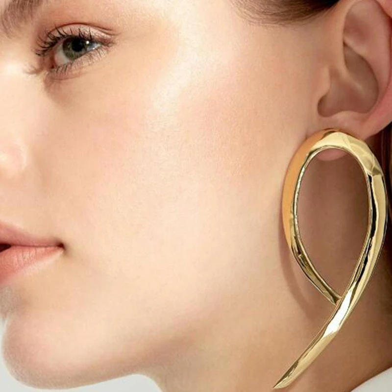 

European Punk Style Boho Gold Earrings Exaggerated Oversize Big Drop Earrings For Women Personalized Bohemian Statement Jewelry