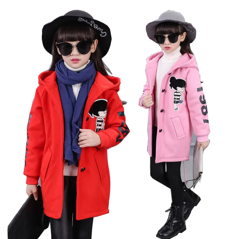 

Girls Clothing 2018 Teenager Girls Winter Coat Wool Jackets Outerwear Children Cartoon Warm Kids Jacket for Girls Clothes 10 12T
