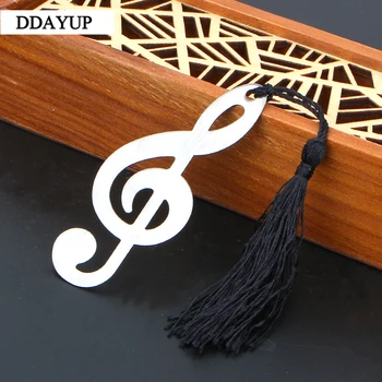 

New Hollow Musical Notes Bookmarks Vintage Chinese Metal With Mini Greeting Cards Tassels Pendant Gift School Bookmark