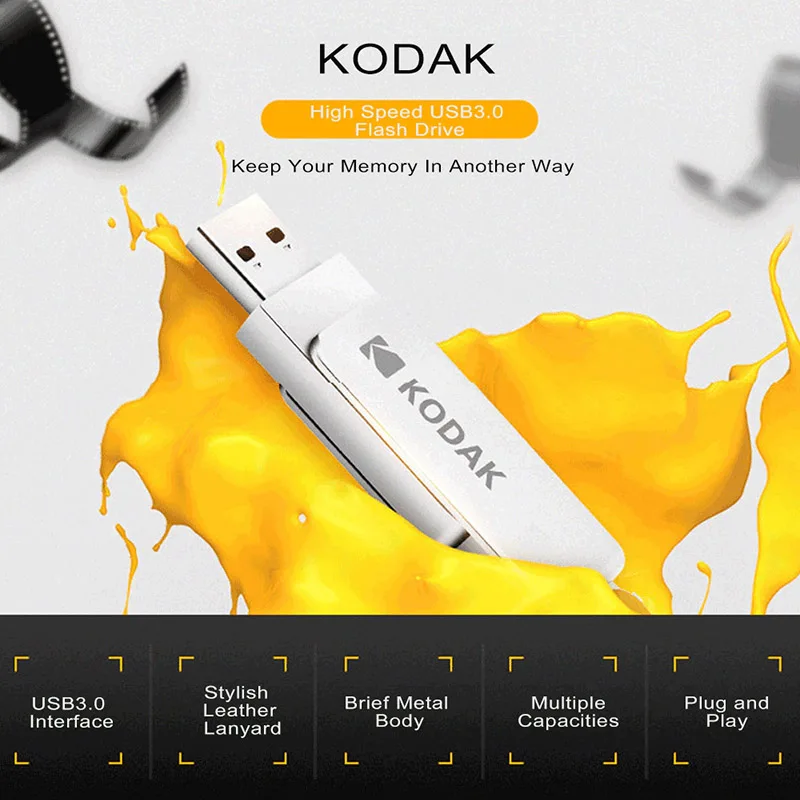 Подлинный Kodak USB 3,1 K133 usb флеш-накопитель 16 ГБ 32 ГБ 64 Гб 128 ГБ 256 ГБ мини-накопитель USB 3,0 металлическая карта памяти