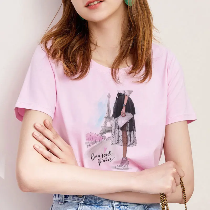 

Summer Tops For Women 2019 Fashion T Shirt Harajuku Binuong Paris Letter Printed Tshirt Vogue T-shirt Aesthetic