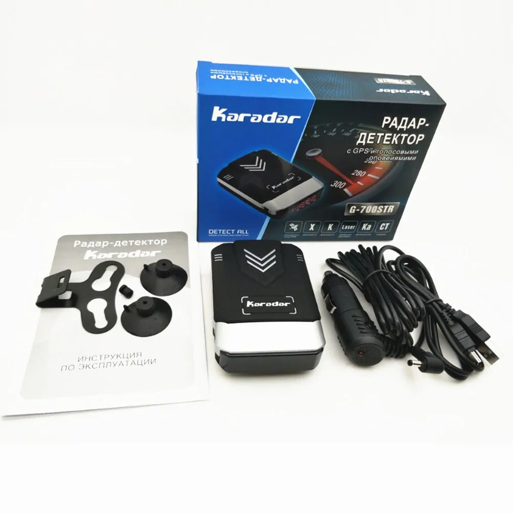 New car radar-detectors with gps database update v7 Russian voice alert Karadar anti laser radar detector LED display