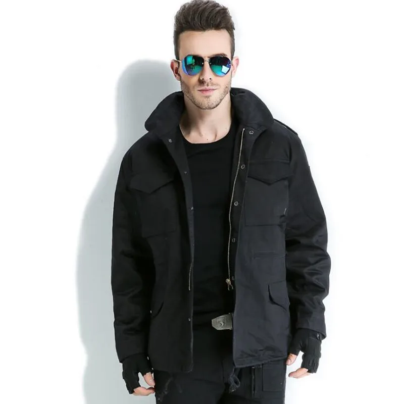 Бесплатный Рыцарь Для мужчин ветровка тактическая куртка с теплой внутренней камуфляж Полевая куртка Военная Униформа Вентиляторы M65 зимняя куртка Размеры M-XXXL - Цвет: Black