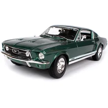 Maisto 1:18 1967 ford mustang gta fastback черный зеленый автомобиль литья под давлением 260*100*75 мм роскошная винтажная модель автомобиля форма автомобиля 31166