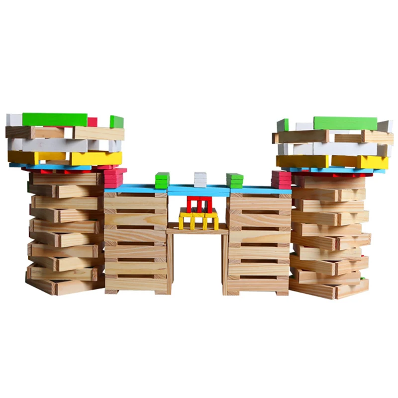 150 шт., деревянные блоки, головоломка, интеллектуальные игрушки, деревянные строительные модели, материалы, строительные блоки, креативные строительные игрушки для детей
