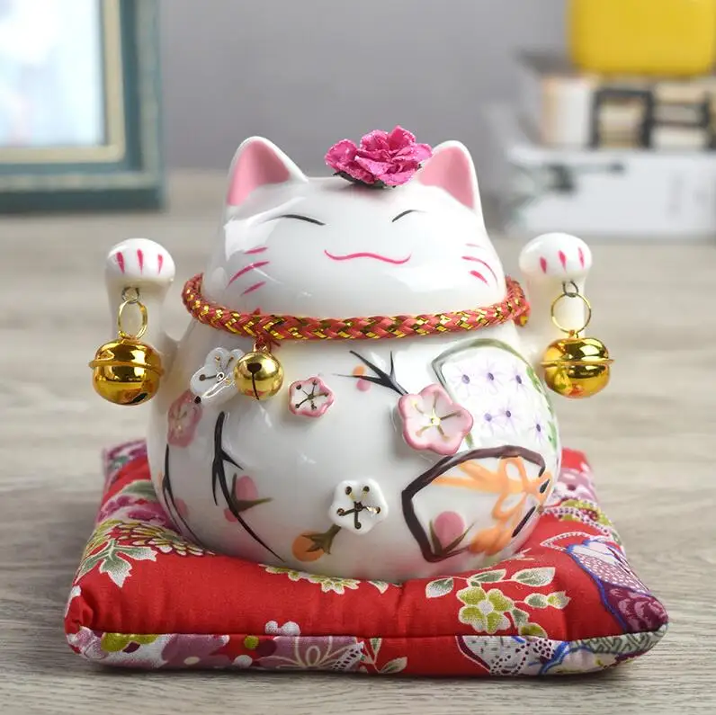 Lucky Cat керамическая копилка фарфоровая кошка, поросенок Банк Гостиная Декор талисман ремесла Милая статуя кота гончарная коробка для денег 05573 - Цвет: E